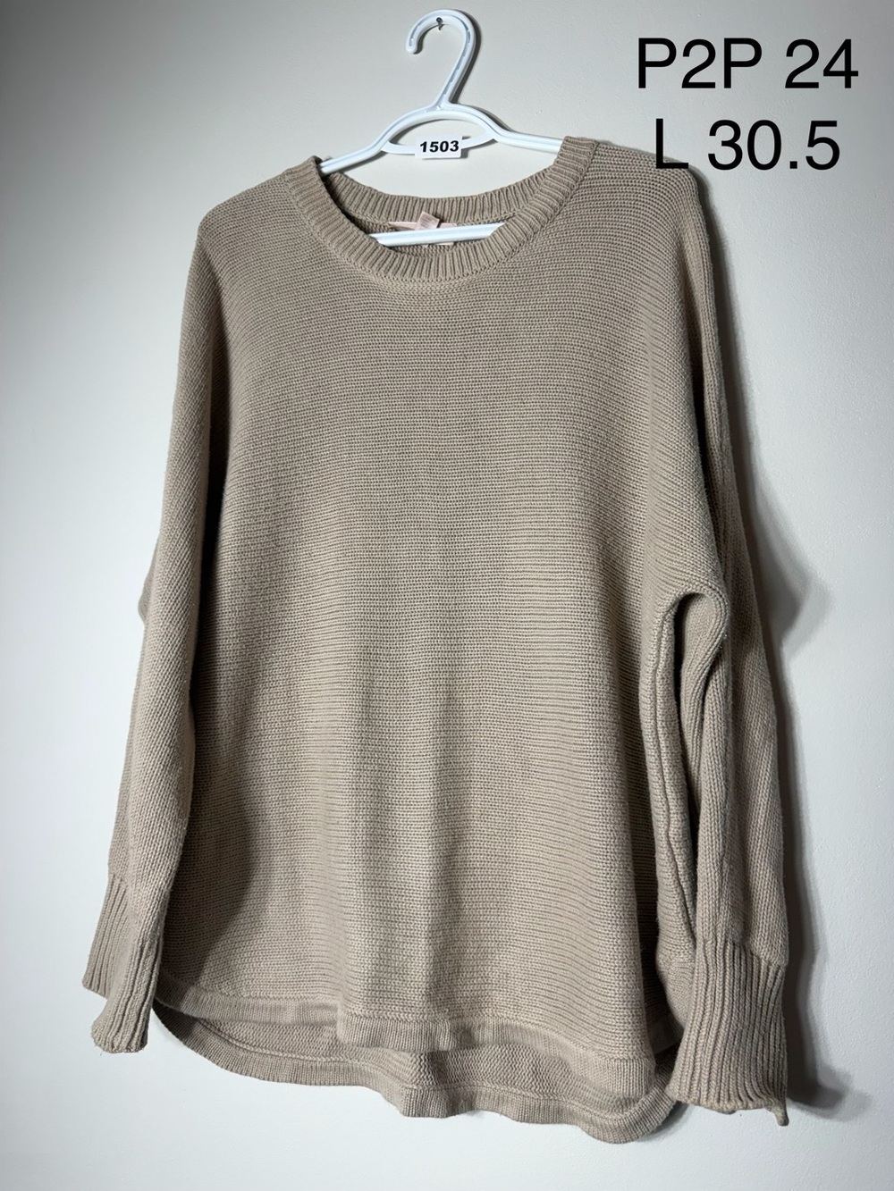 Philosophy Republic Clothing Oversized Cotton Knit Sweater XL Beige Taupe Chic